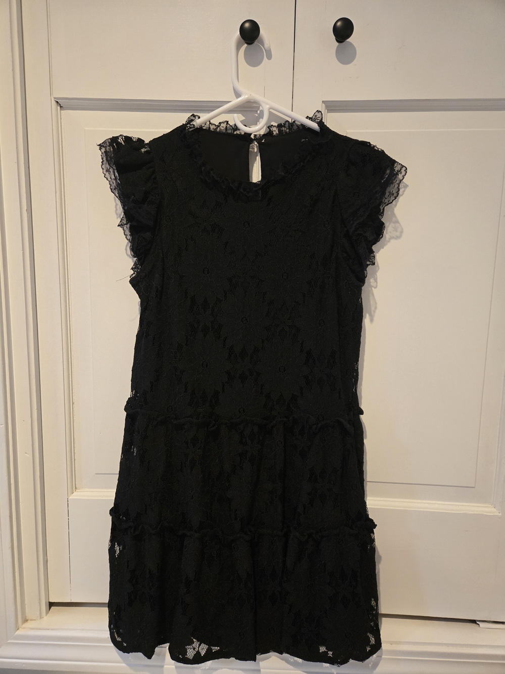 Anthropologie Black Lace Tiered Mini Dress